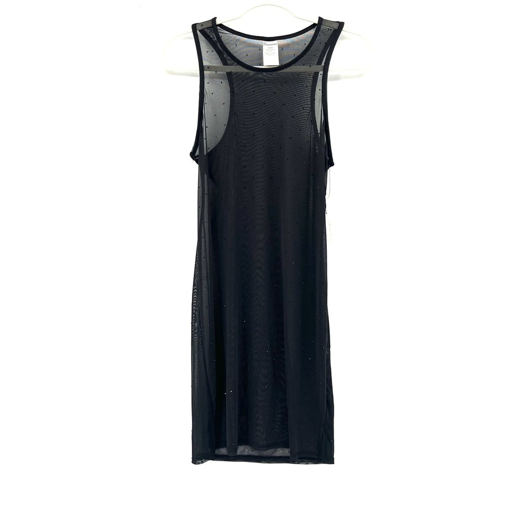 NEW No Boundaries retro y2k goth whimsigoth Black Rhinestone mesh mini dress S